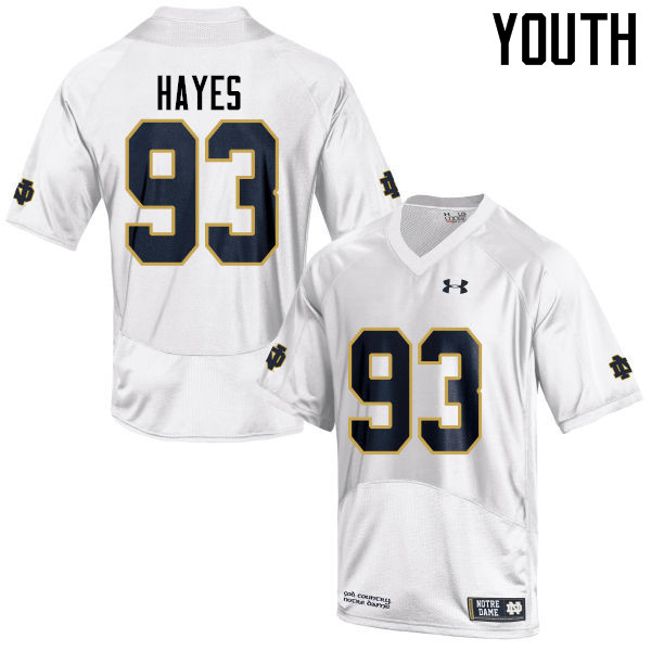 Youth NCAA Notre Dame Fighting Irish #93 Jay Hayes Stitched College Under Armour Authentic White Football Jersey RH10P20GU